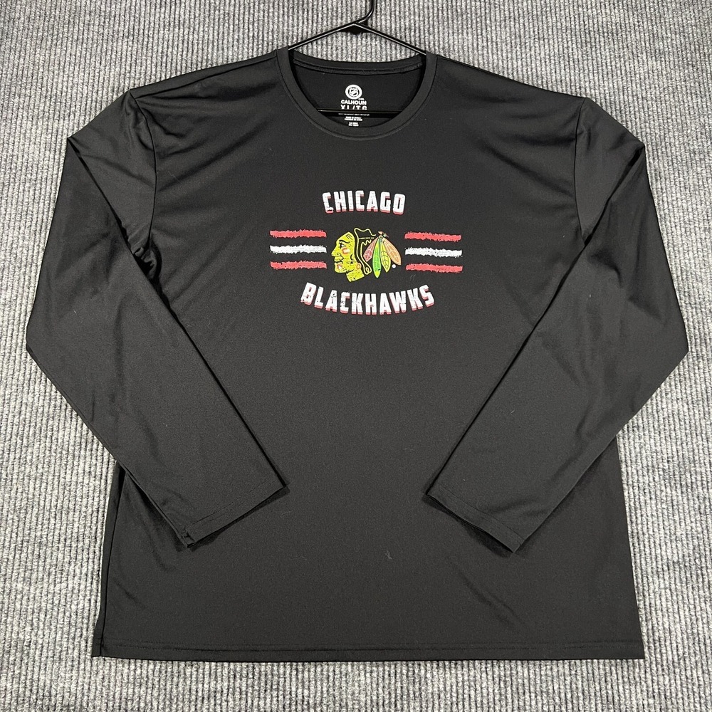 Chicago Blackhawks Shirt Calhoun Mens Size XL Extra Large Black Long Sleeve NBA